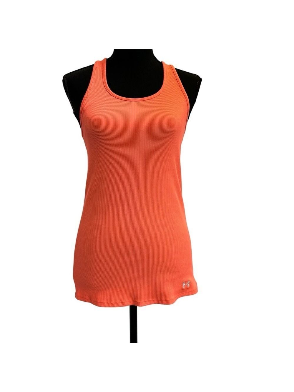Under Armour Women's Vibrant Peach Orange Ribbed Racerback Tank Top Athletic M